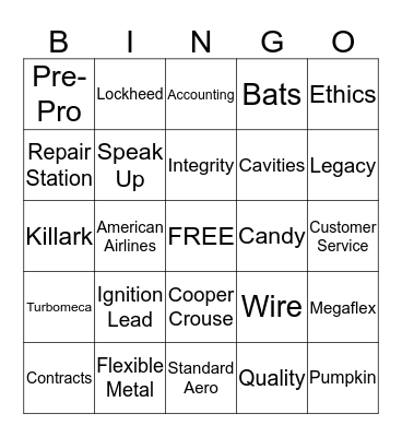 CIA&D Employee Bingo Card