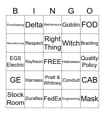 CIA&D Employee Bingo Card