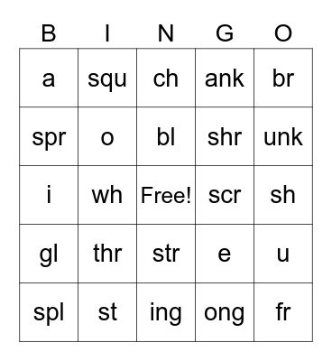 Orton Gillingham Sound Review (Lesson 37) Bingo Card
