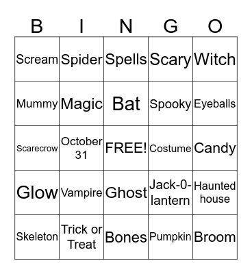 Halloween Bingo Card