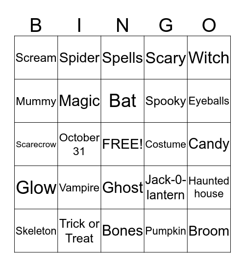 Halloween Bingo Card