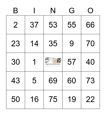 Keller Senior Activities Center Bingo Card