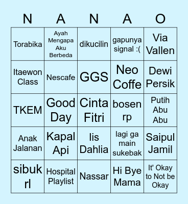 plis menang Bingo Card