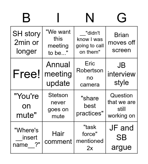 SMT Bingo Card