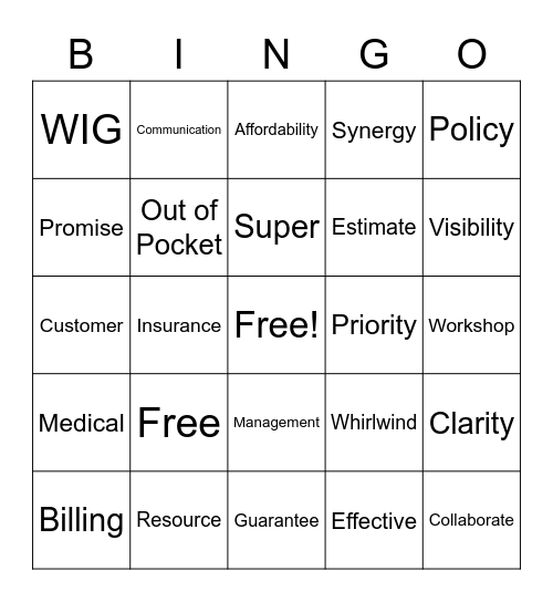 COMPLETE BINGO Card