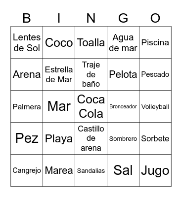 Beach Bingo Card