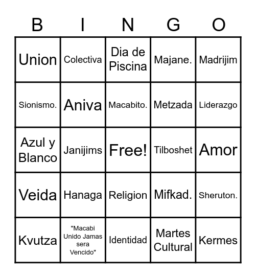 MACABI BINGO'S Bingo Card