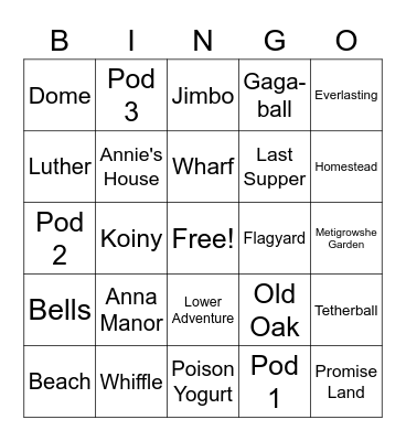 Camp Bingo Card