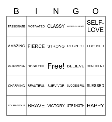 I AM SOMEBODY Bingo Card