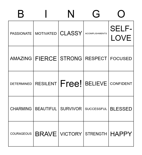 I AM SOMEBODY Bingo Card