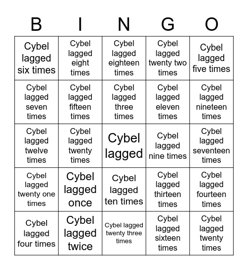 Cybel Lagged Bingo Card