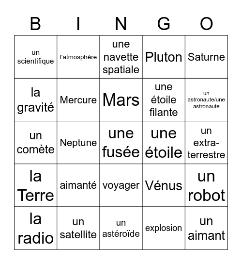 L'espace Bingo Card