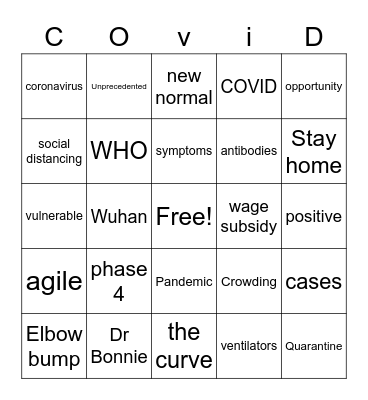 COVID BINGO Card