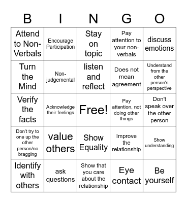 Validation Bingo Card