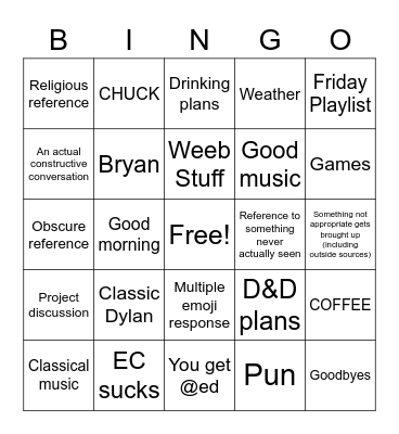 EC Bingo Card