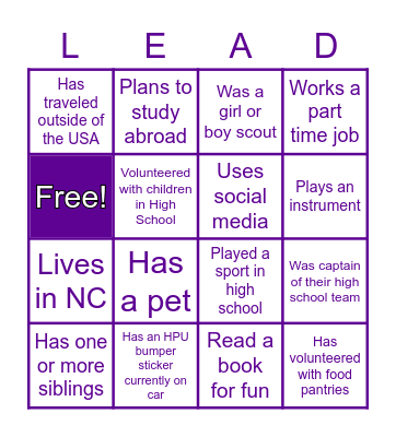 Bonner Leader Bingo Card