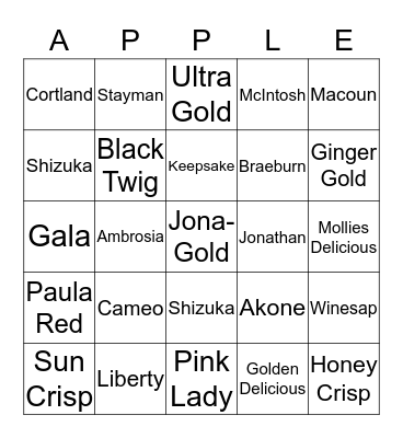 APPLE FEST 2014 Bingo Card