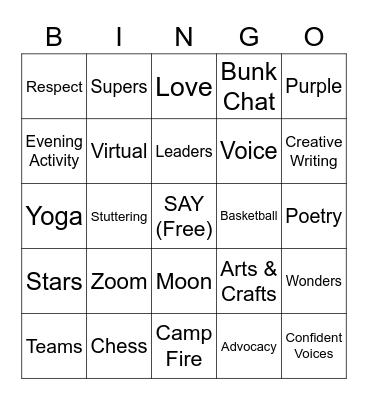 Camp SAY Bingo Card