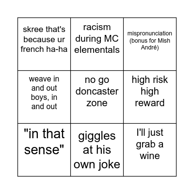 Meat Bingo Card