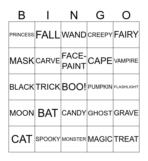 Holly-Halloween Bingo Card