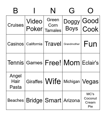 Kathy's Birthday Bingo Card