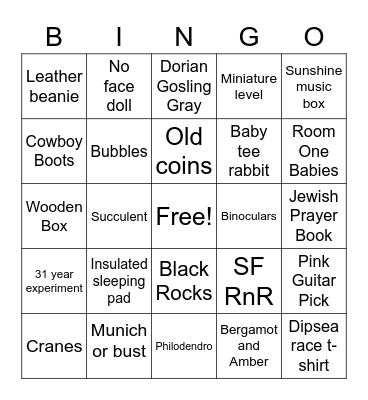 Show & Tell! Bingo Card