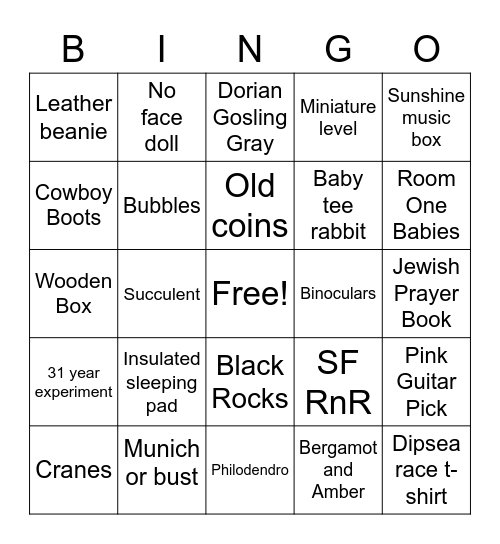 Show & Tell! Bingo Card
