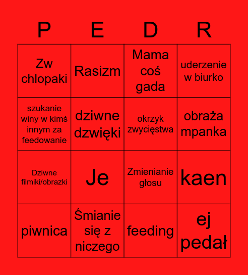 Pedros bingo Card