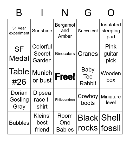 STVP Show & Tell! Bingo Card