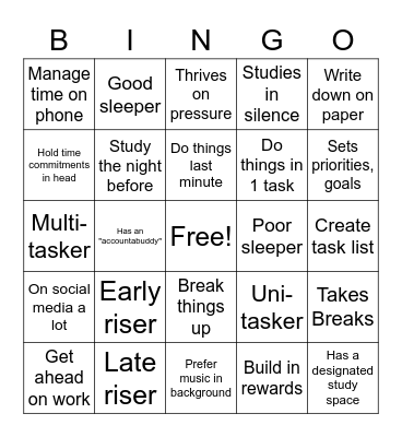 Sheridan Start Bingo Card