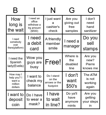 Things Members Say Bingo Card