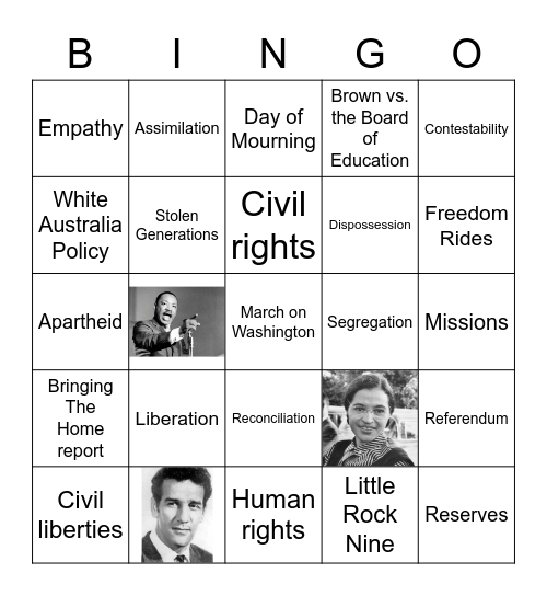 Rights & Freedoms Bingo Card