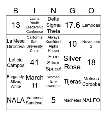 LAMBDA  Bingo Card