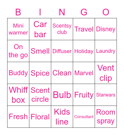 Scentsy BINGO Card