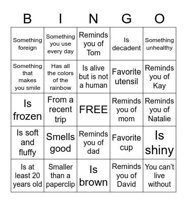 Scavenger Bingo Birthday Zoom Bingo Card
