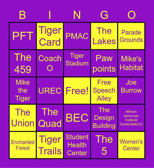 LSU BINGO Card