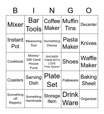 Bridal Shower Bingo Card