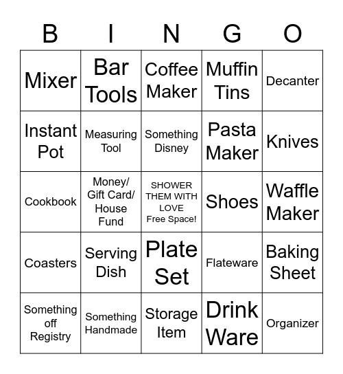 Bridal Shower Bingo Card