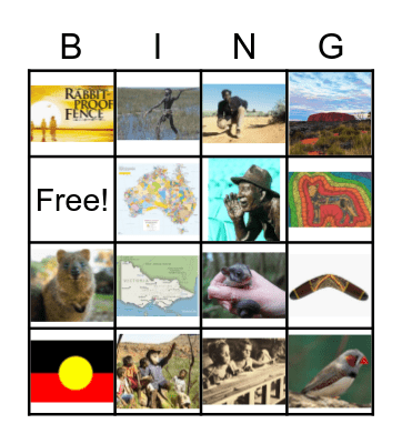 Indigenous Australian Bingo Card