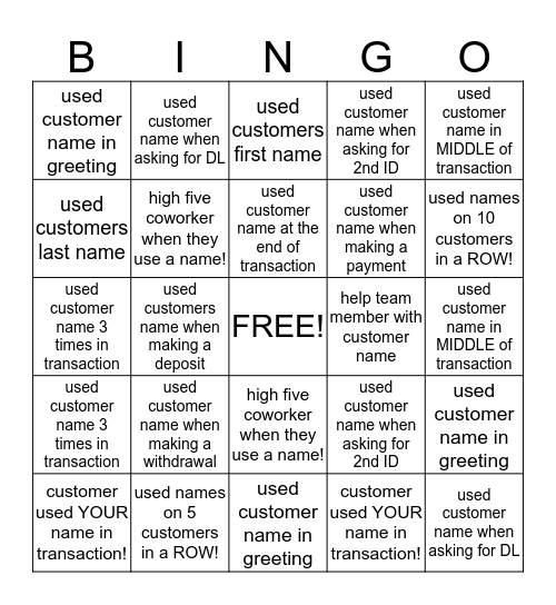 BINGO NAME GAME BLACKOUT! Bingo Card