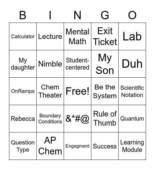 Laude Bingo Card