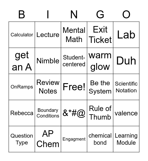 Laude Bingo Card