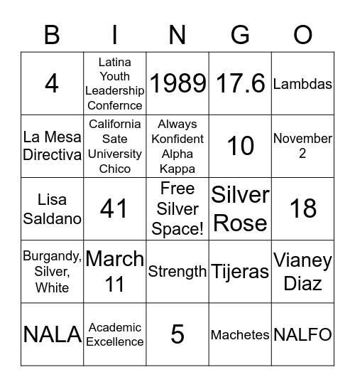LAMBDA  Bingo Card