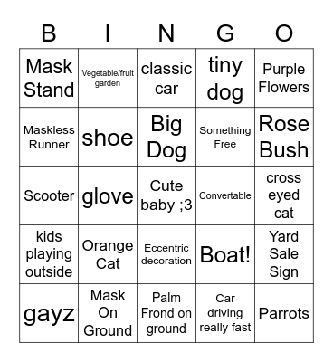 covid walk Bingo Card