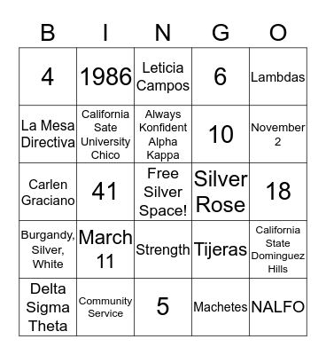 LAMBDA  Bingo Card