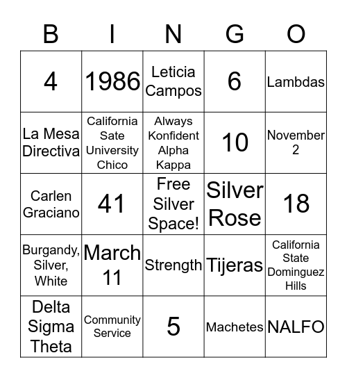 LAMBDA  Bingo Card
