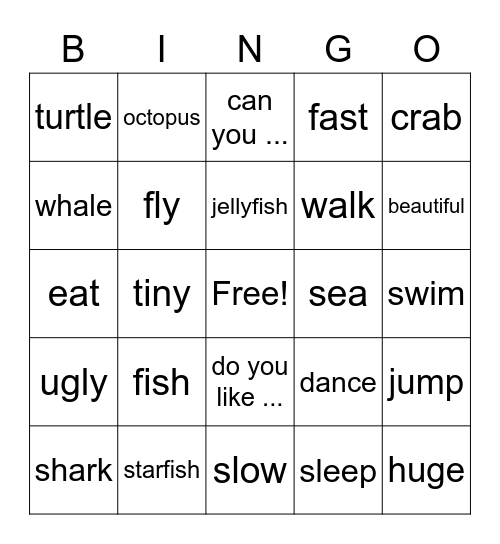 BINGO OF THE SEA Bingo Card