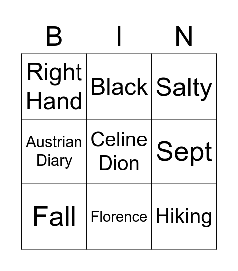 Jonny Bingo Card