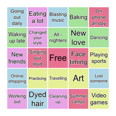 What I've been up to :) Bingo Card