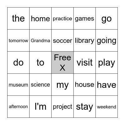 Lesson 5. - I'm going to see a movie. Bingo Card